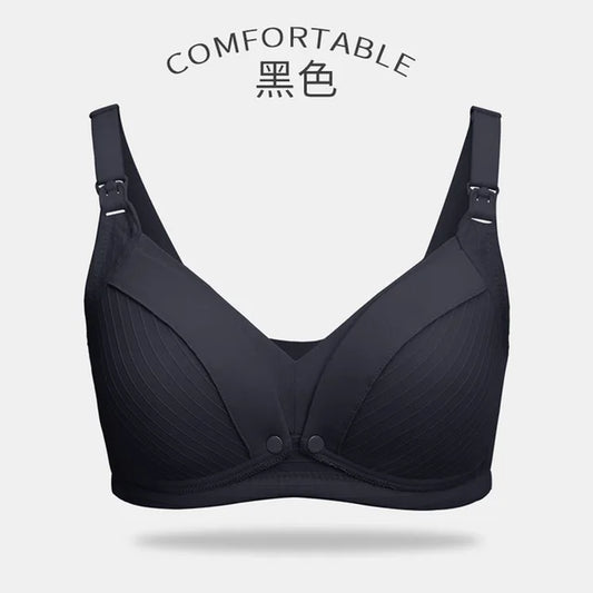 Maternity Nursing Bra Pregnant Women Mother Mama Open Breast Bra Cotton Wire Free Sleep Underwear Lactating Nursing Bralette  K-lerta Shop Black B 34