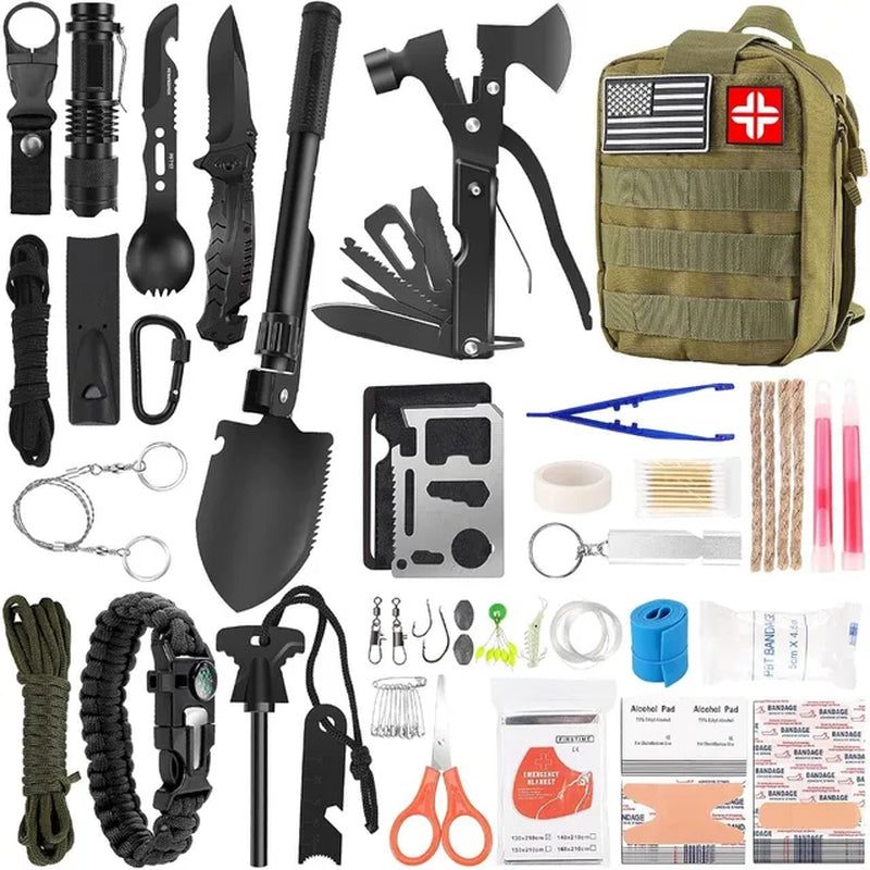 142Pcs Professional Survival Gear and Equipment with Molle Pouch, for Men Dad Husband Who Likes Camping Outdoor Adventure Equipment & Accessories K-lerta Shop Green  