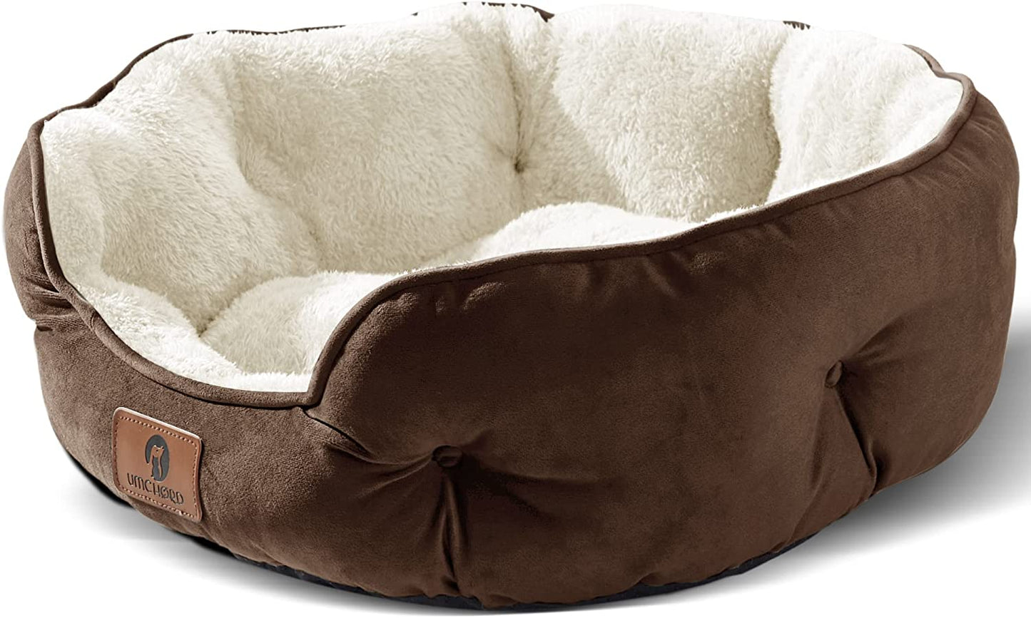 Small Dog Bed for Small Dogs, Cat Beds for Indoor Cats, Pet Bed for Puppy and Kitty, Extra Soft & Machine Washable with Anti-Slip & Water-Resistant Oxford Bottom, Brown, 20 Inches Pets K-lerta Shop   