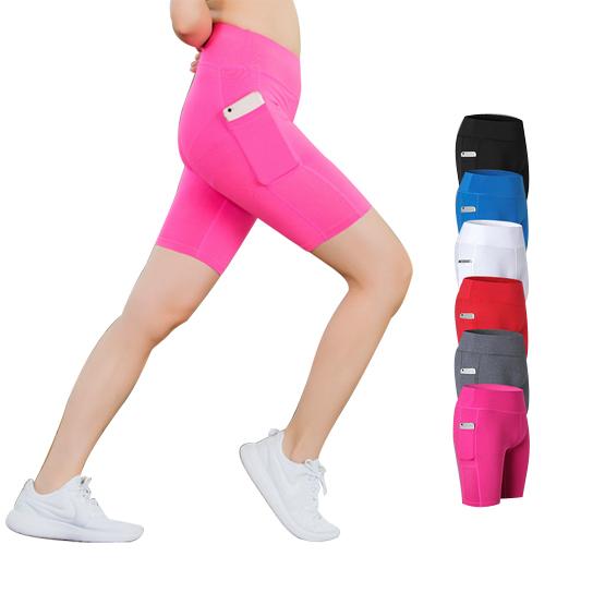 All Seasons Yoga Shorts Stretchable With Phone Pocket Tech Accessories Salmon Lucky   