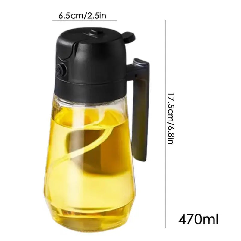 Oil Dispenser and Vinegar Sprayer with 3 Replaceable Nozzle  K-lerta Shop Black  