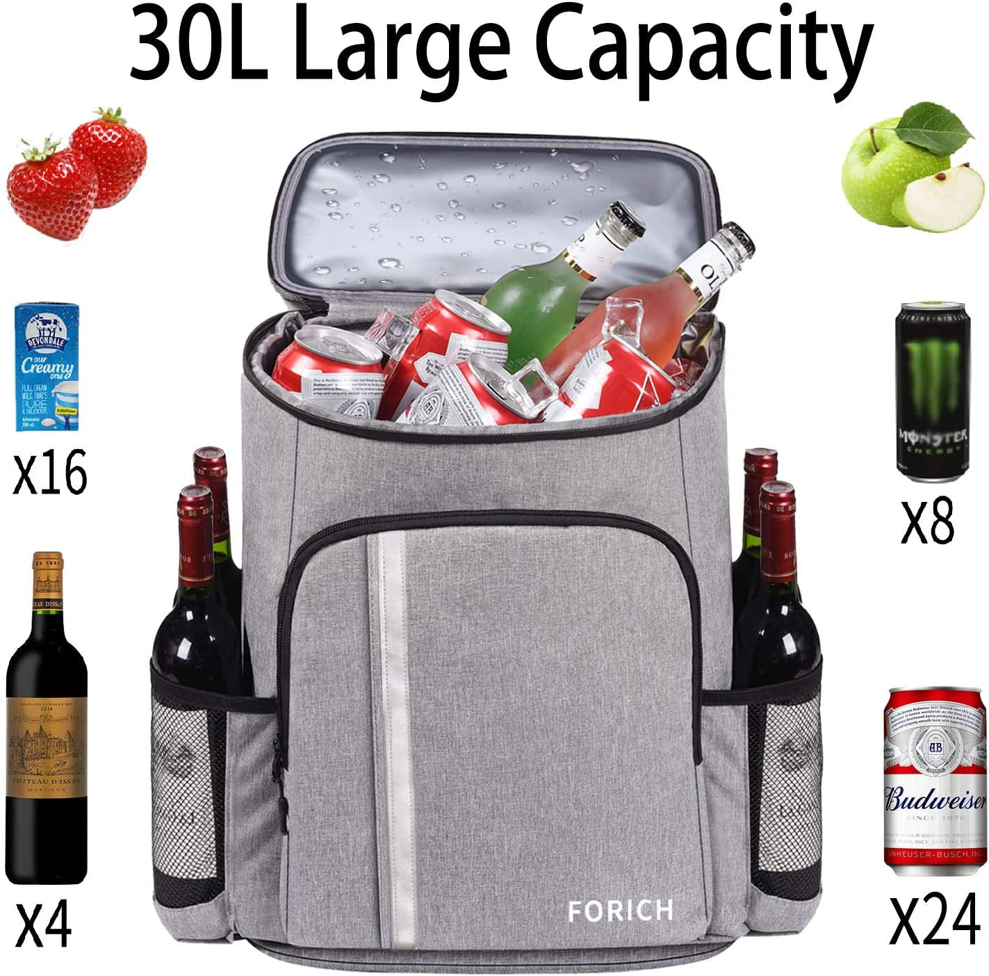 Backpack Cooler Leakproof Insulated Waterproof Backpack Cooler Bag, Lightweight Soft Beach Cooler Backpack for Men Women to Work Lunch Picnics Camping Hiking, 30 Cans  K-lerta Shop   