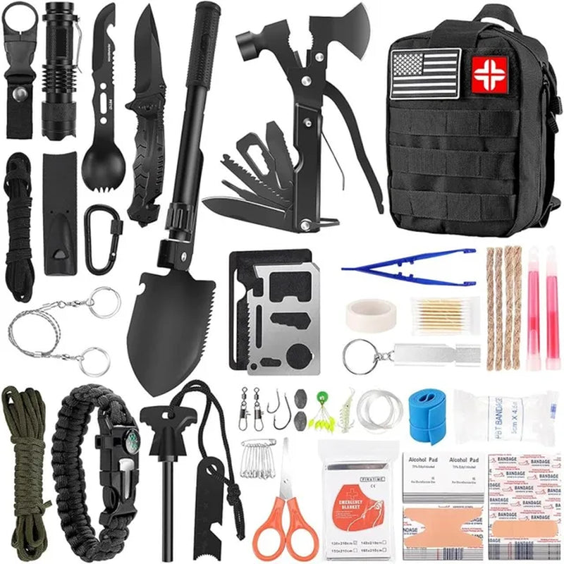 142Pcs Professional Survival Gear and Equipment with Molle Pouch, for Men Dad Husband Who Likes Camping Outdoor Adventure Equipment & Accessories K-lerta Shop Black  