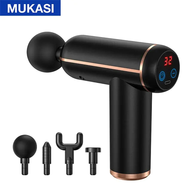 MUKASI Massage Gun Portable Percussion Pistol Massager  K-lerta Shop Black LCD Display Type C Charge 