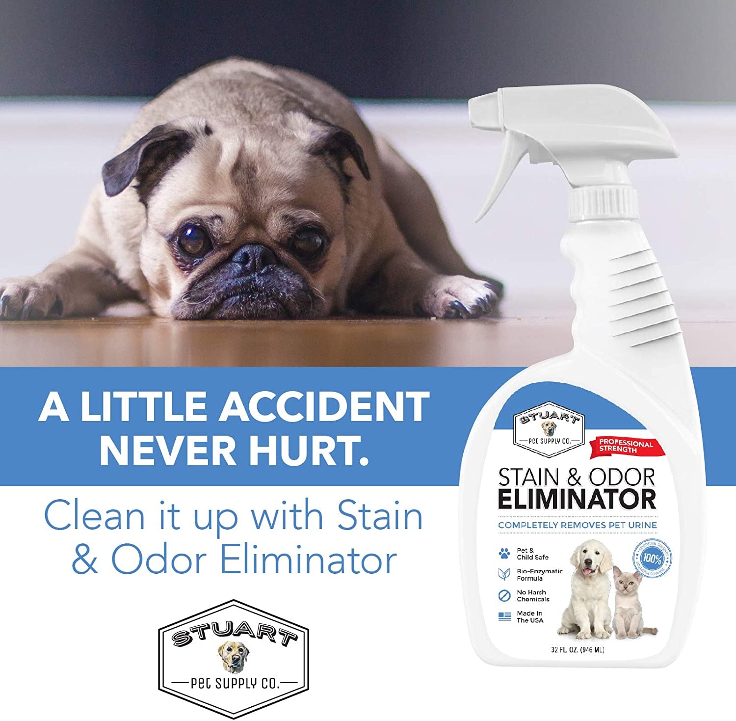 Professional Strength Pet Stain and Odor Eliminator Urine Odor Remover Pet Urine Enzyme Cleaner Enzymatic Cleaner for Dog Urine and Cat Urine Pet Odor Eliminator (32 Oz.)  K-lerta Shop   