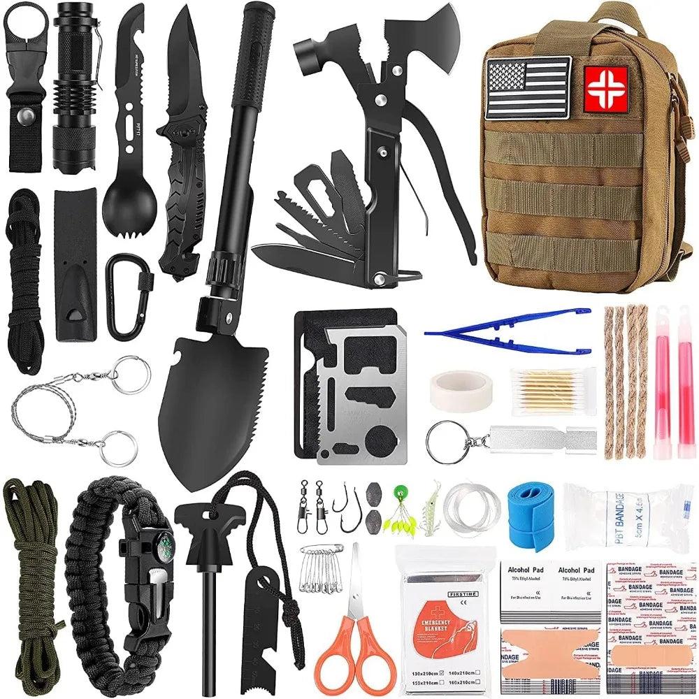 142Pcs Professional Survival Gear and Equipment with Molle Pouch, for Men Dad Husband Who Likes Camping Outdoor Adventure Equipment & Accessories K-lerta Shop   