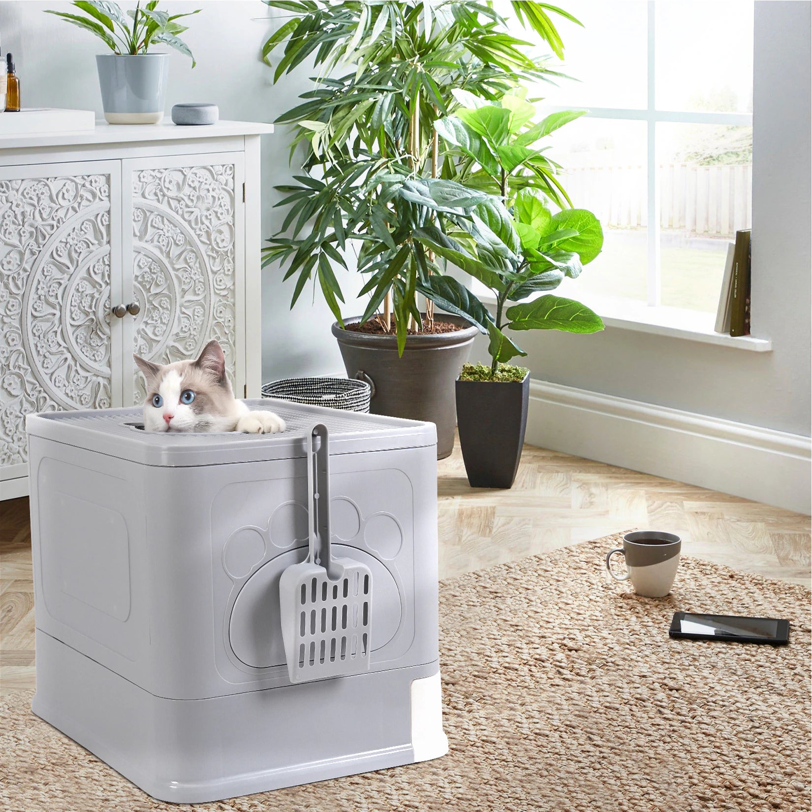 Cat Litter Box Fully Enclosed and Foldable Pets K-lerta Shop   