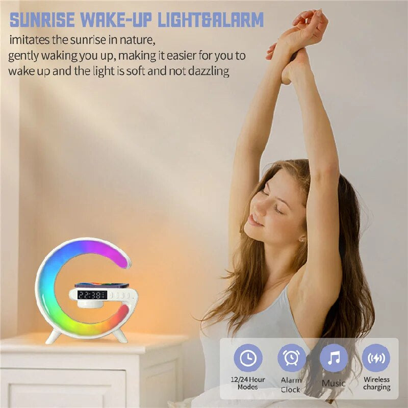 Multifunctional Wireless Charger Stand Pad Alarm Clock Speaker Tech Accessories K-lerta Shop   