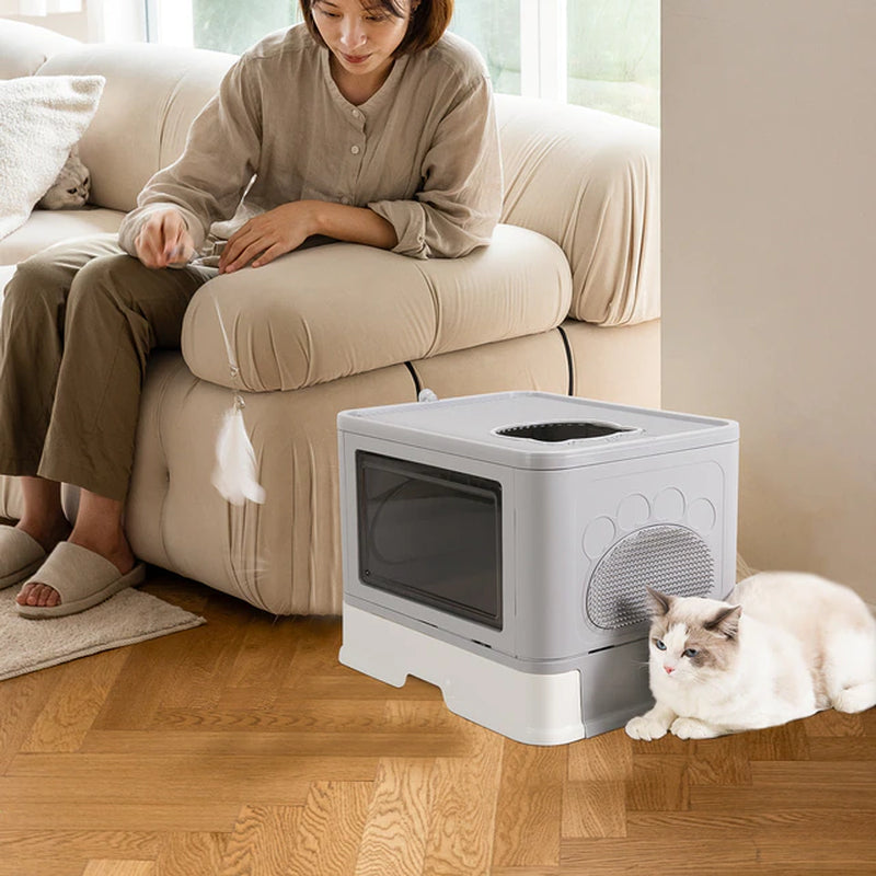 Cat Litter Box Fully Enclosed and Foldable Pets K-lerta Shop   