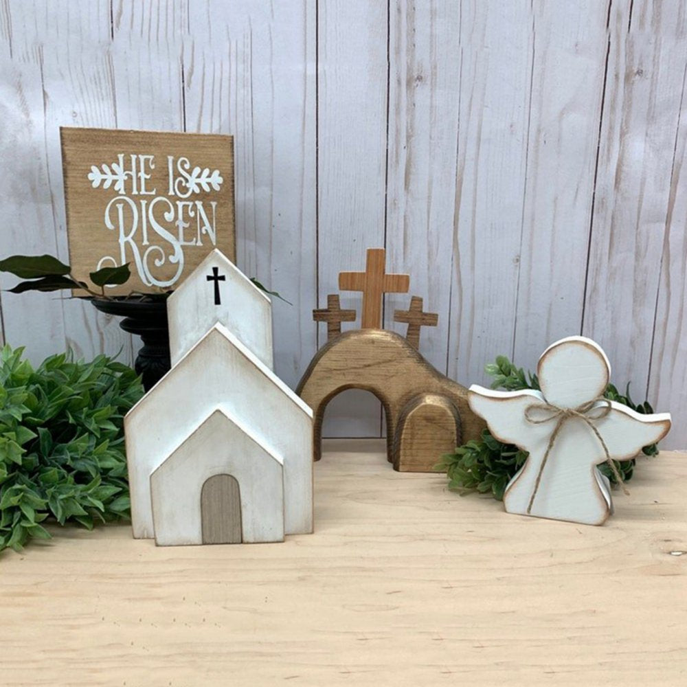 Spring Easter Cross Risen Figurine Decor Nativity Set  K-lerta Shop   