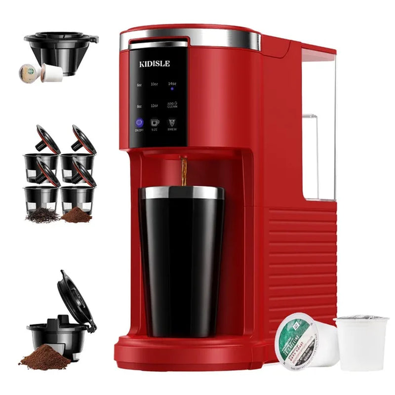 2023 New 3 in 1 Single Serve Coffee Maker for K Cup Pods & Ground Coffee & Teas  K-lerta Shop Red  