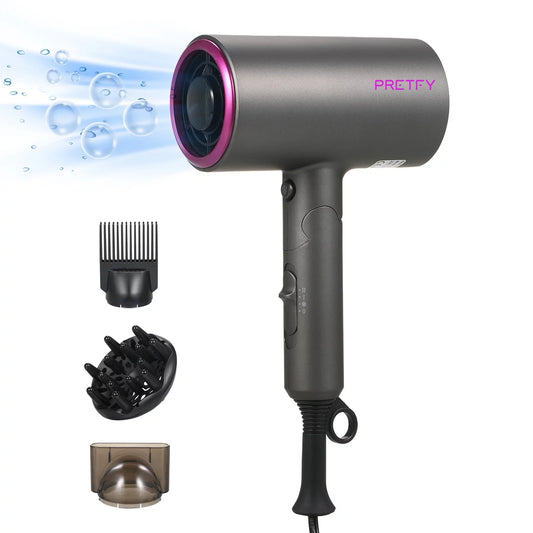 Travel Hair Dryer with Diffuser, Professional Ionic Hair Dryer Low Noise Lightweight Blow Dryer with Comb, Foldable Hair Dryer with 3 Heating/2 Speed/Cold Settings for Travel, Salon Use 1800W  K-lerta Shop   