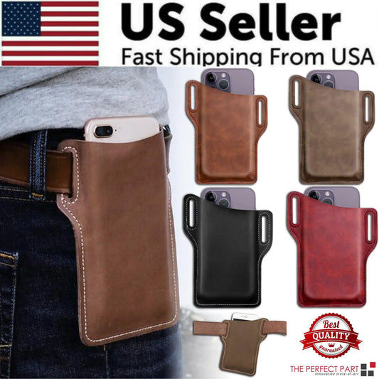 Men Cell Phone Belt Pack Bag Loop Waist Holster Pouch Case Leather Wallet Cover  K-lerta Shop   