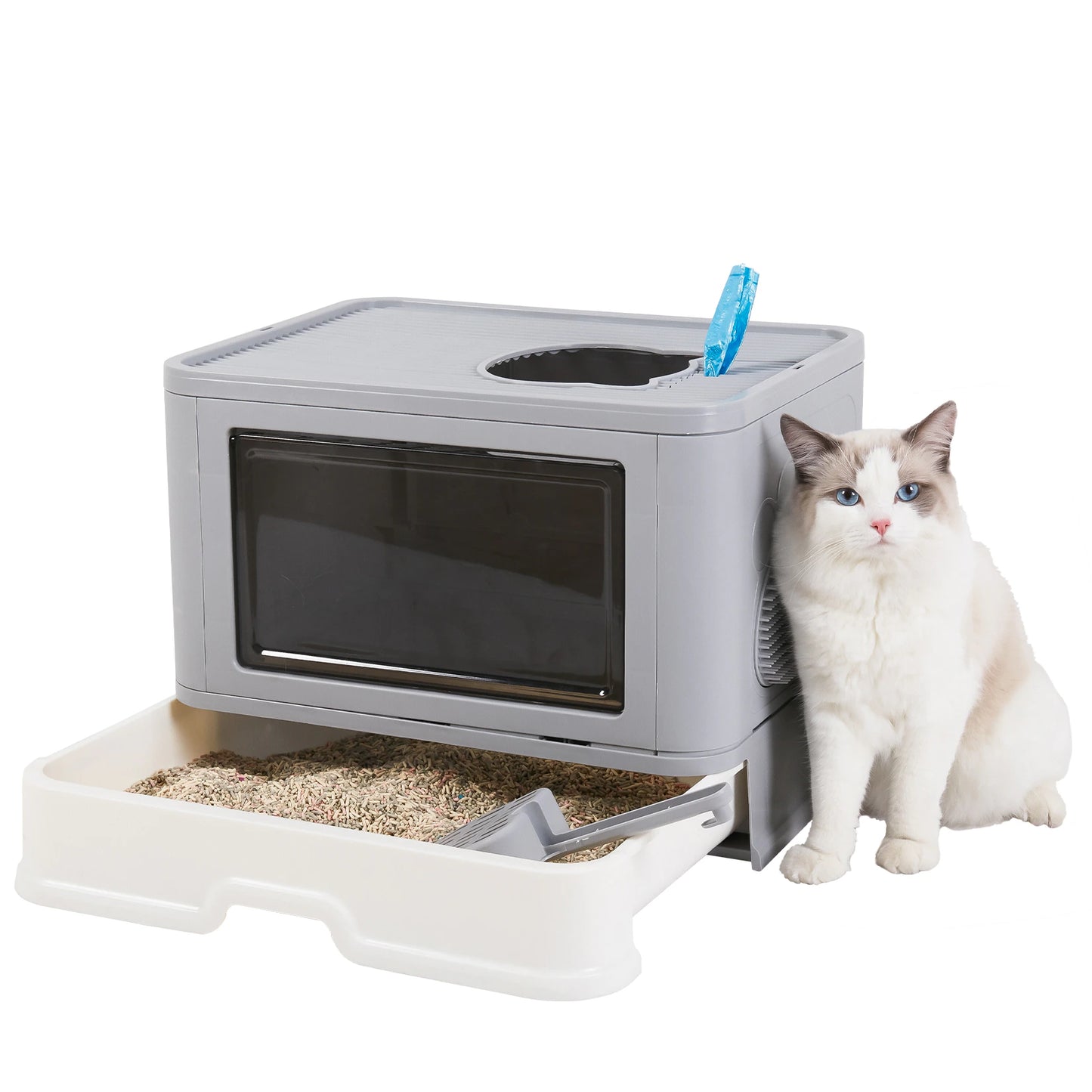 Cat Litter Box Fully Enclosed and Foldable Pets K-lerta Shop   