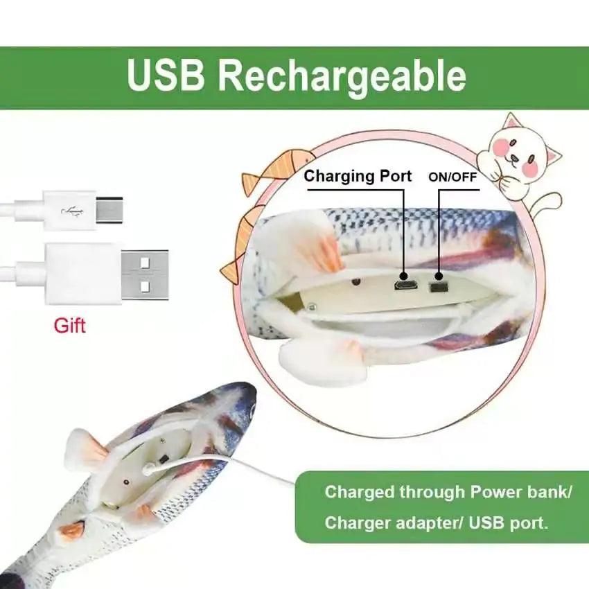 Cats USB Charger Interactive Toy Fish  K-lerta Shop   