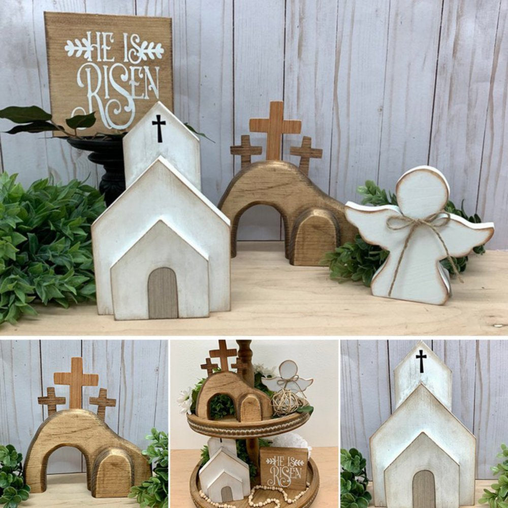 Spring Easter Cross Risen Figurine Decor Nativity Set  K-lerta Shop   