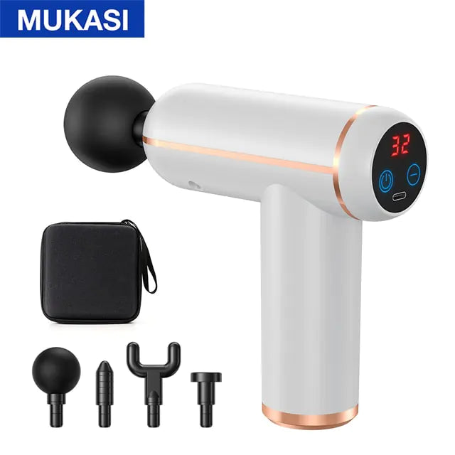 MUKASI Massage Gun Portable Percussion Pistol Massager  K-lerta Shop White LCD With Bag Type C Charge 