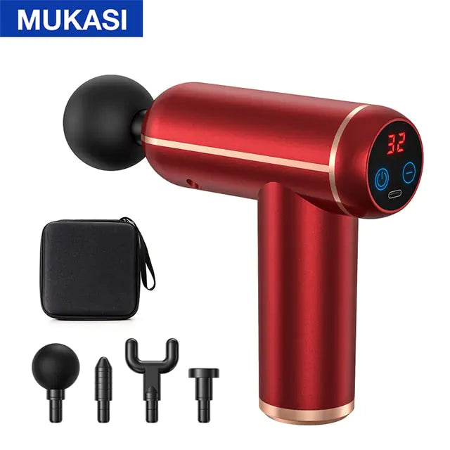 MUKASI Massage Gun Portable Percussion Pistol Massager  K-lerta Shop Red LCD With Bag Type C Charge 