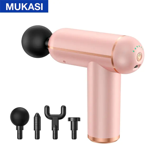 MUKASI Massage Gun Portable Percussion Pistol Massager  K-lerta Shop Pink Button Type C Charge 