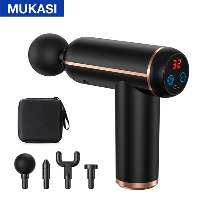 MUKASI Massage Gun Portable Percussion Pistol Massager  K-lerta Shop Black LCD With Bag Type C Charge 