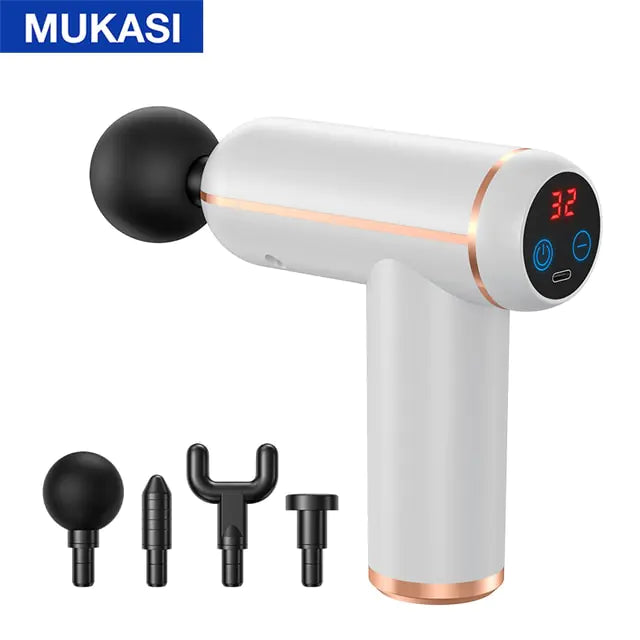 MUKASI Massage Gun Portable Percussion Pistol Massager  K-lerta Shop White LCD Display Type C Charge 