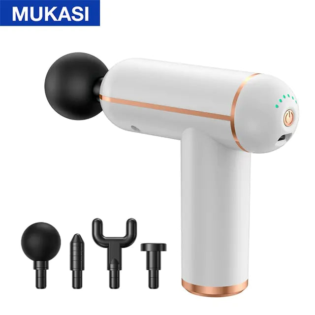 MUKASI Massage Gun Portable Percussion Pistol Massager  K-lerta Shop White Button Type C Charge 