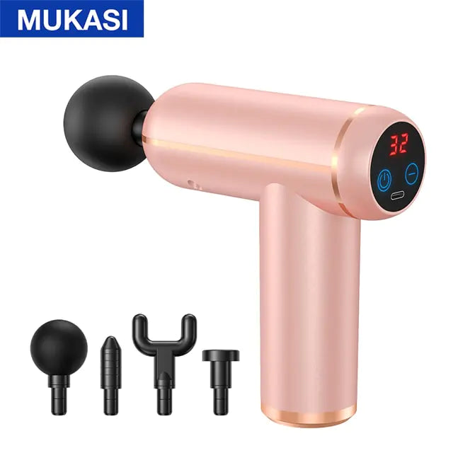 MUKASI Massage Gun Portable Percussion Pistol Massager  K-lerta Shop Pink LCD Display Type C Charge 