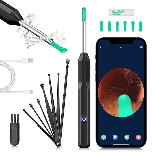 Ear Cleaner with Camera, Earwax Remover Tool, 1296P HD Ear Otoscope with 6 LED Lights, 6 Ear Spoon & 8 Tools Ear Wax Removal Kit for Iphone, Ipad & Android Smart Phone  K-lerta Shop   