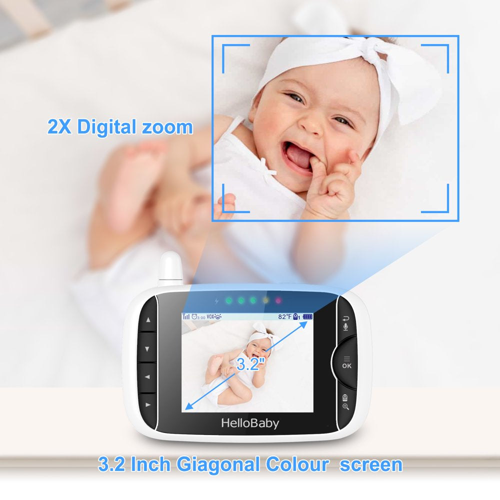 Baby Monitor with Remote Pan-Tilt-Zoom Camera, 3.2 Inch Video Baby Monitor HB65 with Camera and Audio, Night Vision, 2-Way Talk,Temperature Sensor, 960Ft Range Tech Accessories K-lerta Shop   