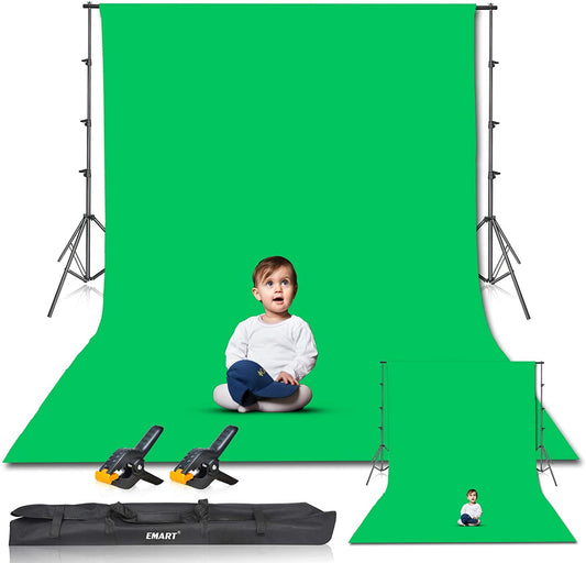 Photo Video Studio 8.5 X 10Ft Green Screen Backdrop Stand Kit, Photography Background Support System with 10 X12Ft 100% Cotton Muslin Chromakey Backdrop  K-lerta Shop   