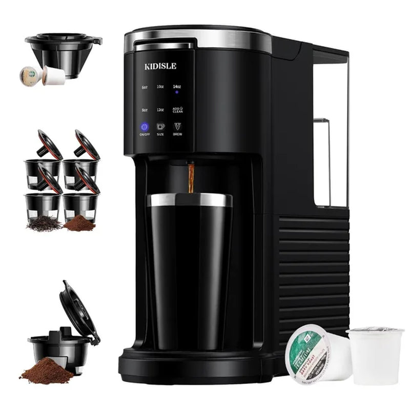 2023 New 3 in 1 Single Serve Coffee Maker for K Cup Pods & Ground Coffee & Teas  K-lerta Shop Black  