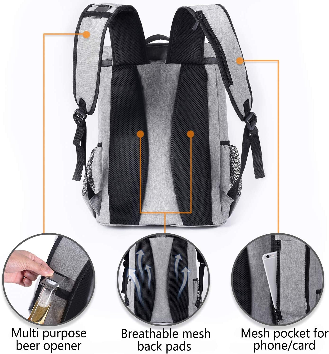 Backpack Cooler Leakproof Insulated Waterproof Backpack Cooler Bag, Lightweight Soft Beach Cooler Backpack for Men Women to Work Lunch Picnics Camping Hiking, 30 Cans  K-lerta Shop   