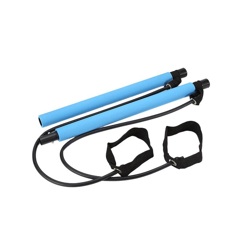 Multifunctional Pilates Bar Combination Fitness Bar Yoga Chest Expansion Tension Rope Back Trainer Elastic Rope Stretching Belt  K-lerta Shop Blue  