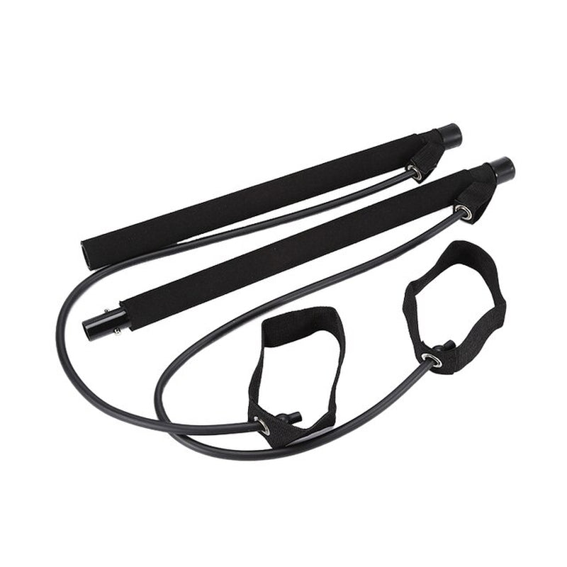 Multifunctional Pilates Bar Combination Fitness Bar Yoga Chest Expansion Tension Rope Back Trainer Elastic Rope Stretching Belt  K-lerta Shop Black  