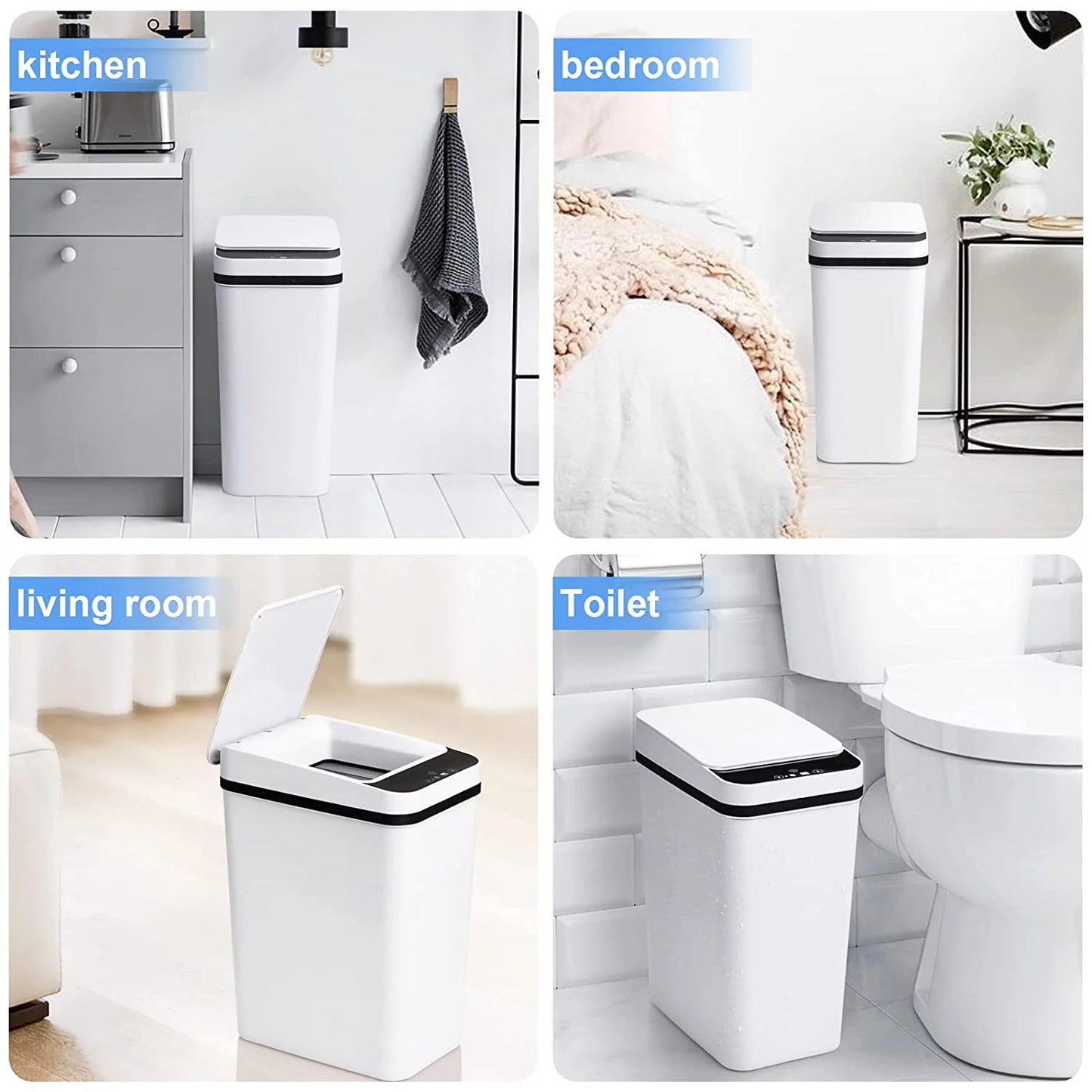 2.5 Gallon Bathroom Trash Can, Trash Cans for Kitchen, Plastic Trash Can with Lid, Smart Touchless  K-lerta Shop   