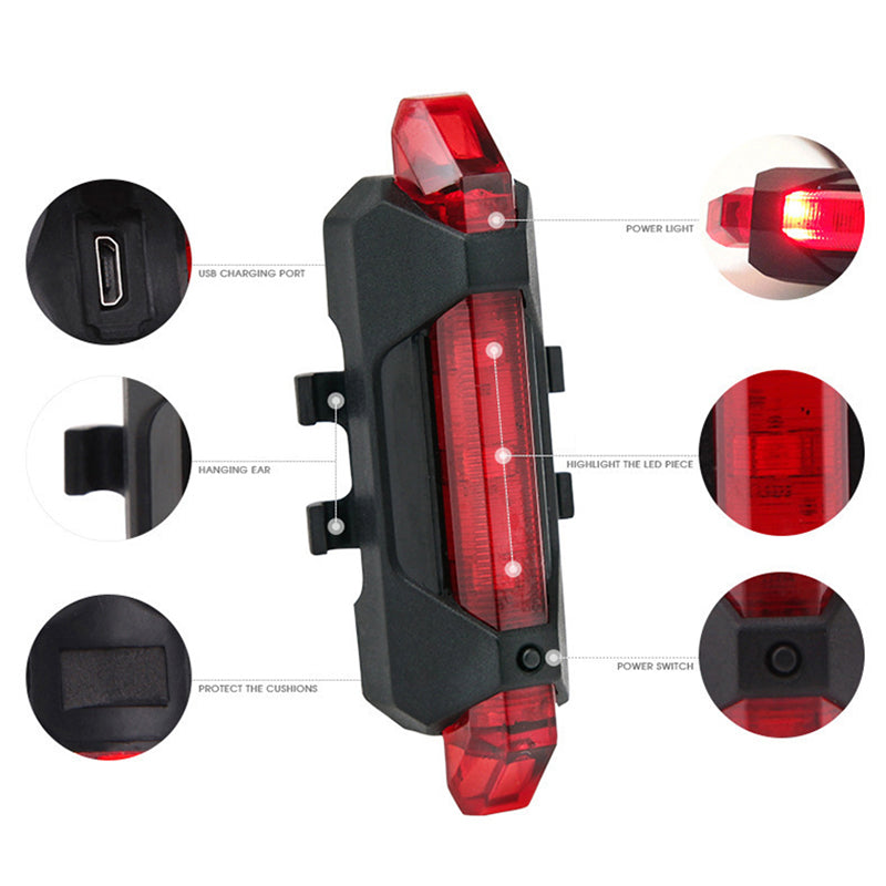 USB Rechargeable Head & Tail Light Set, 4 Modes, LED Sports & Outdoors Ivory Coeus   