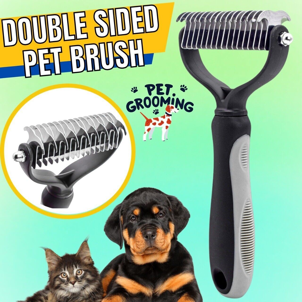 Pet Deshedding Brush Dog Cat Hair Remover Mitt Massage Brush Grooming Petcare Maroon Simba   