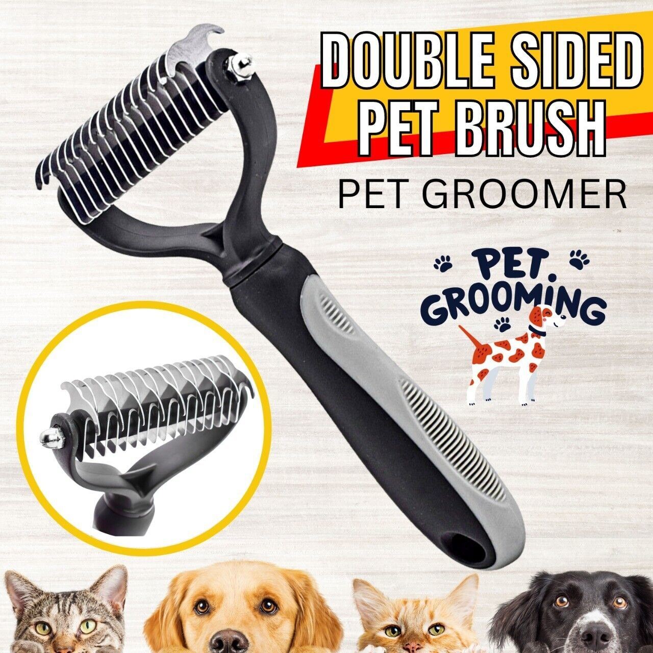 Pet Deshedding Brush Dog Cat Hair Remover Mitt Massage Brush Grooming Petcare Maroon Simba   