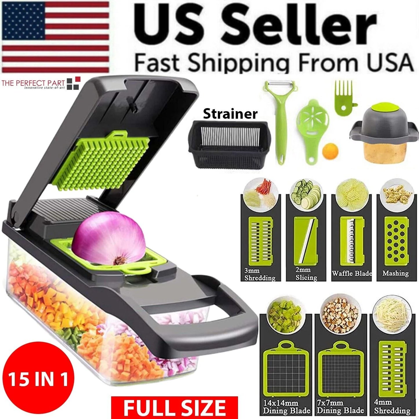 15-In-1 Vegetable Fruit Chopper Cutter Food Onion Veggie Dicer Slicer Kitchen  K-lerta Shop   