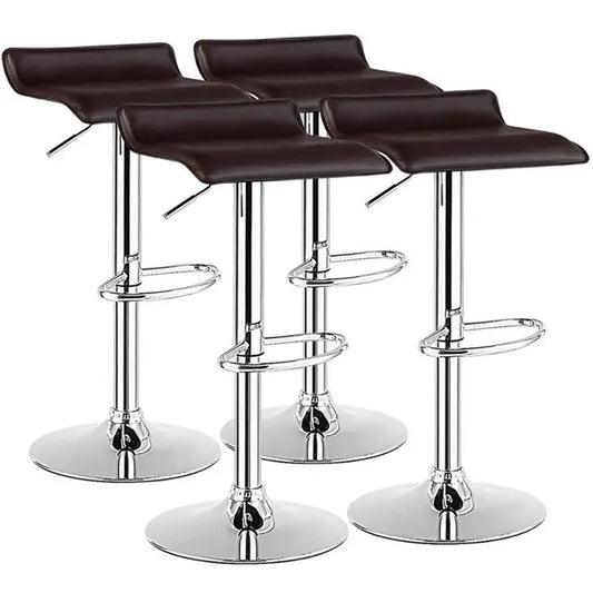 Set of 4 Swivel Bar Stool PU Leather Adjustable Kitchen Counter Chair  K-lerta Shop Coffe  