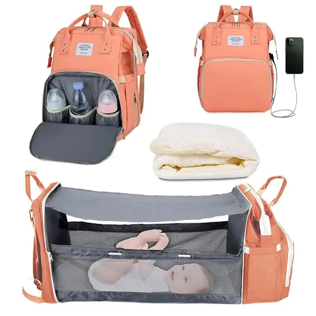 Portable Baby Bed  K-lerta Shop Peach With USB  