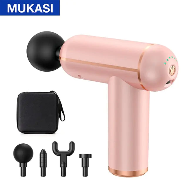 MUKASI Massage Gun Portable Percussion Pistol Massager  K-lerta Shop Pink Button With Bag Type C Charge 