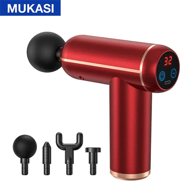 MUKASI Massage Gun Portable Percussion Pistol Massager  K-lerta Shop Red LCD Display Type C Charge 