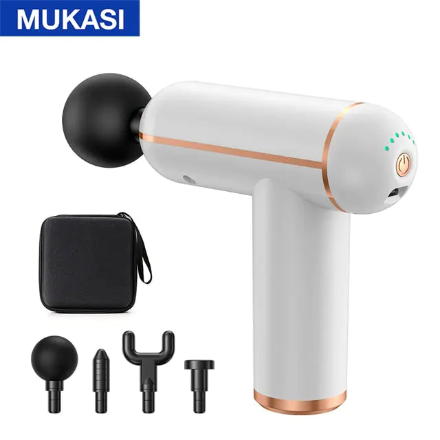 MUKASI Massage Gun Portable Percussion Pistol Massager  K-lerta Shop WhiteButton With Bag Type C Charge 